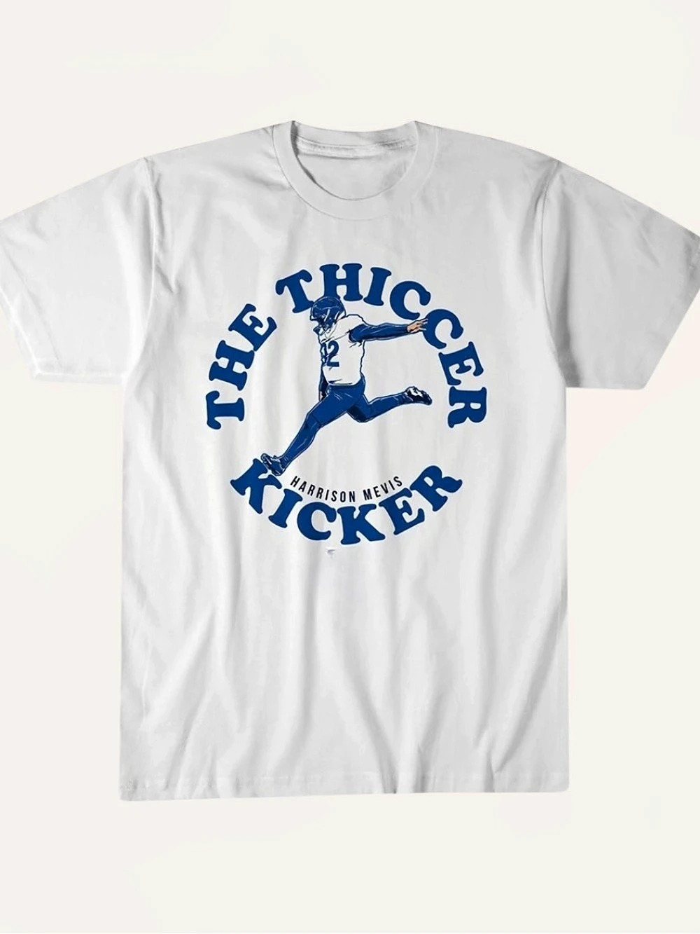 Harrison Mevis The Thiccer Kicker Graphic Tee in White, Game Day Shirt